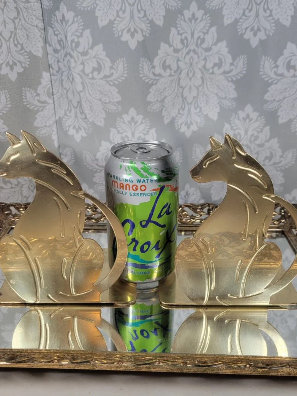 Vintage Brass Cat Bookends - Set of 2